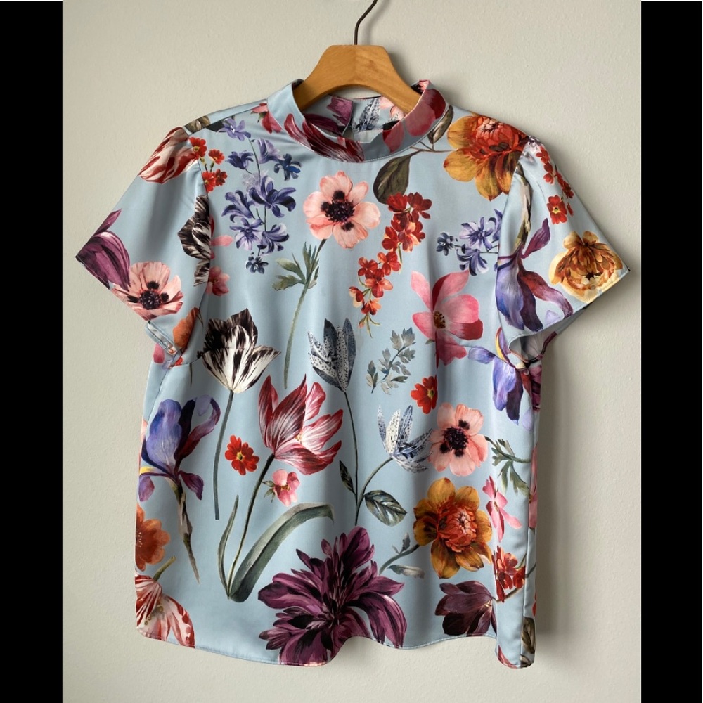 J. Crew short sleeve floral silky top